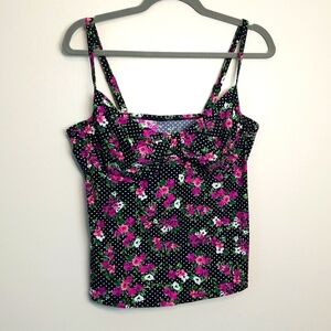 BHS Ditsy Polka Dot Floral Crop Top with Bra - Size 16